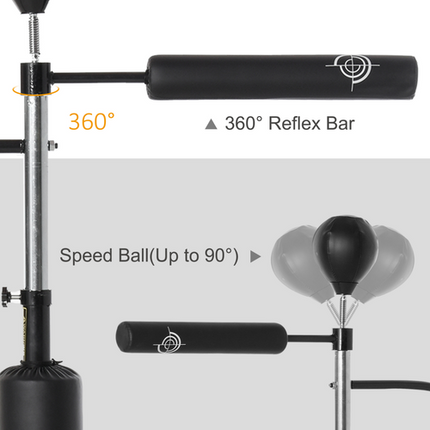 HOMCOM 3-in-1 Punching Bag Stand – Includes 2 Speedballs & 360° Reflex Bar