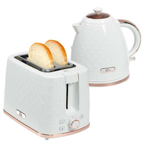 HOMCOM 1.7L Fast Boil Kettle & 2-Slice Toaster Set – White