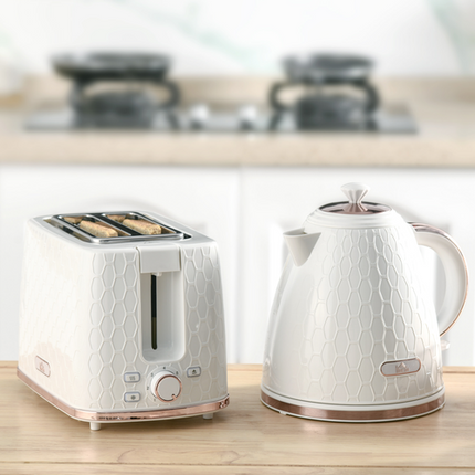 HOMCOM 1.7L Fast Boil Kettle & 2-Slice Toaster Set – White