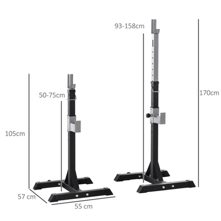 HOMCOM Portable Barbell Squat Rack – 2 Pairs, with Wheels, Weight Lifting Stand