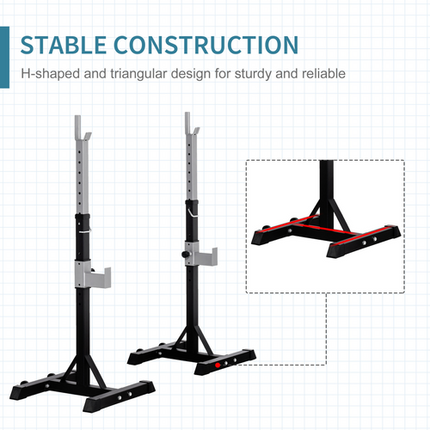 HOMCOM Portable Barbell Squat Rack – 2 Pairs, with Wheels, Weight Lifting Stand