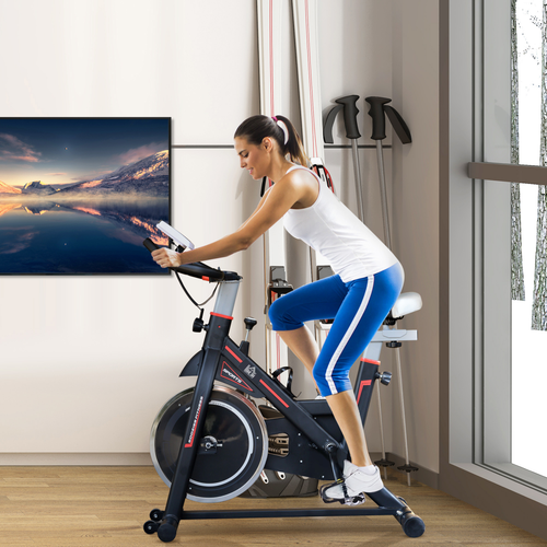 HOMCOM 8kg Flywheel Racing Exercise Bike – Cardio Trainer with Adjustable Resistance & LCD