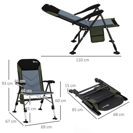 Outsunny Folding Fishing Chair – 7-Level Adjustable Camping Seat with Backrest