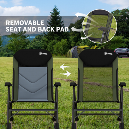 Outsunny Folding Fishing Chair – 7-Level Adjustable Camping Seat with Backrest