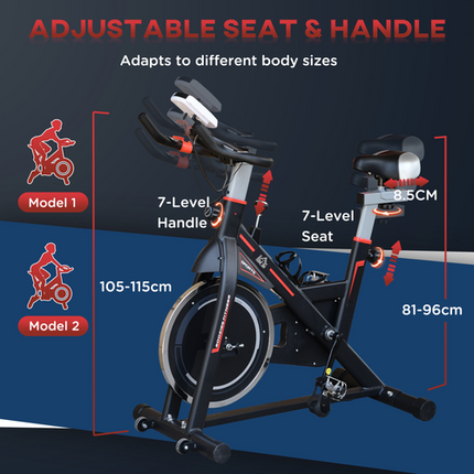 HOMCOM 8kg Flywheel Racing Exercise Bike – Cardio Trainer with Adjustable Resistance & LCD