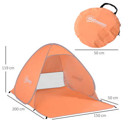Pop-Up Beach Tent Sun Shelter – UV Protection & Instant Setup – Orange