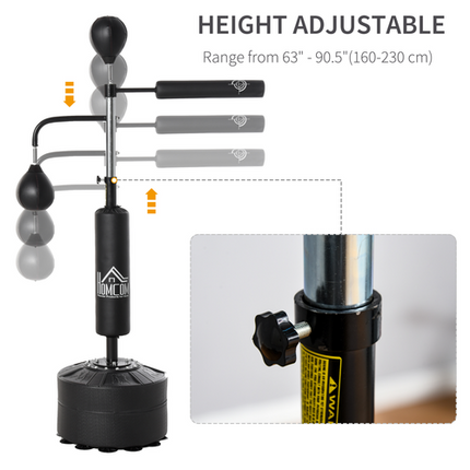 HOMCOM 3-in-1 Punching Bag Stand – Includes 2 Speedballs & 360° Reflex Bar