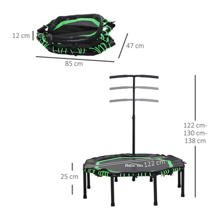 HOMCOM Foldable Trampoline with Adjustable Handle – For Adults and Teens, Green