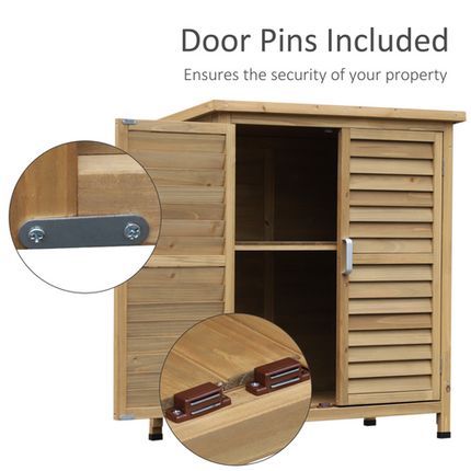 Solid Fir Wood Outdoor Storage Cabinet – Heavy-Duty Garage Organizer for Garden Tools