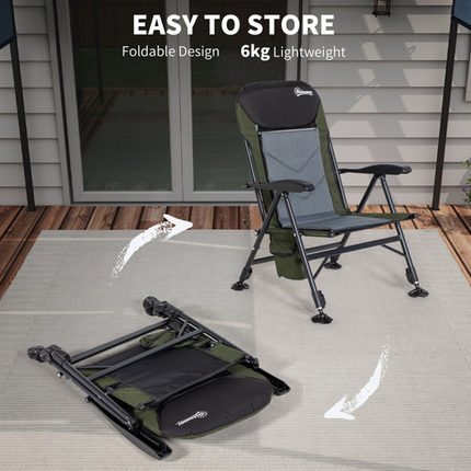 Outsunny Folding Fishing Chair – 7-Level Adjustable Camping Seat with Backrest