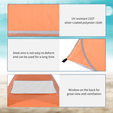 Pop-Up Beach Tent Sun Shelter – UV Protection & Instant Setup – Orange