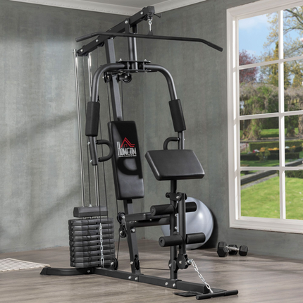 HOMCOM Multifunction Home Gym Machine with 45kg Weight Stack – Full Body Workout