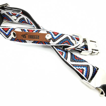 Finnigan Designer Dog Collar – ZigZag Personalised Charm Cotton Pet Collar