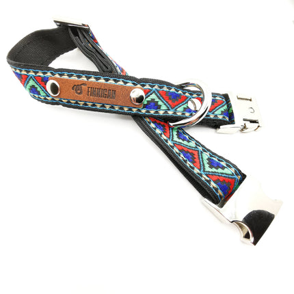 Finnigan Designer Dog Collar – ZigZag Personalised Charm Cotton Pet Collar