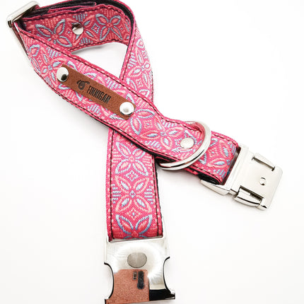 Finnigan Butterfly Dog Collar – Large Designer Adjustable Pet Collar with Pink Pattern