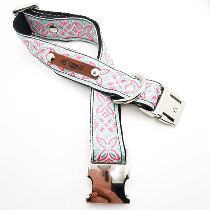 Finnigan Butterfly Dog Collar – Large Designer Adjustable Pet Collar with Pink Pattern