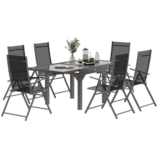 Versatile Seven-Piece Dining Set with Expandable Table for 4-6 People