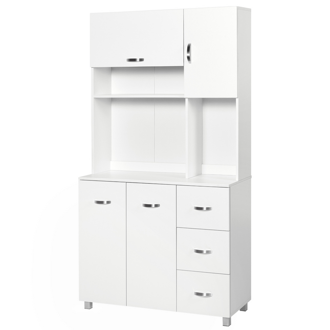 Freestanding Kitchen Storage Cabinet with Cupboards, Drawers and Shelf