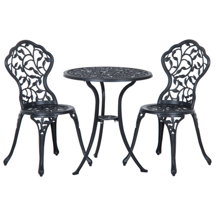 Cast Aluminium 3 Pcs Bistro Set-Black