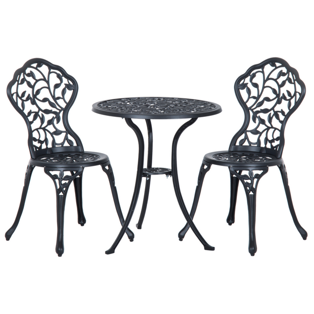 Cast Aluminium 3 Pcs Bistro Set-Black