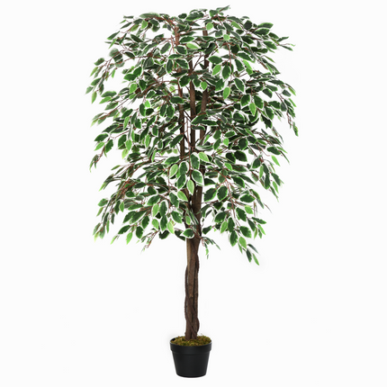 Artificial Ficus Silk Tree with Nursery Pot, Decorative Fake Plant, 160cm