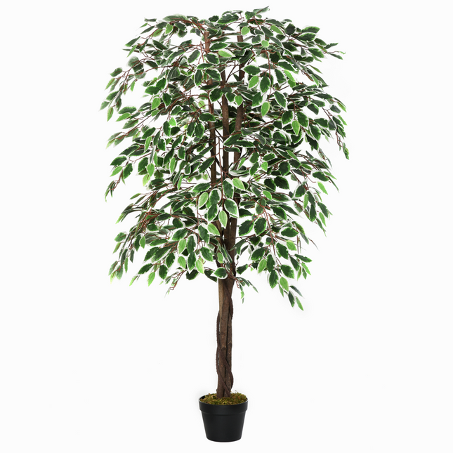 Artificial Ficus Silk Tree with Nursery Pot, Decorative Fake Plant, 160cm