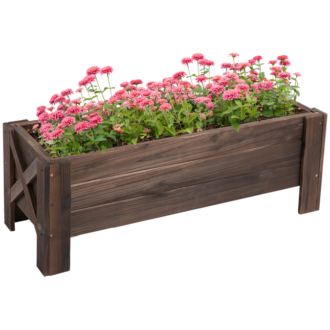 Outsunny Wooden Raised Garden Bed Planter - Durable 100x36.5x36cm Design
