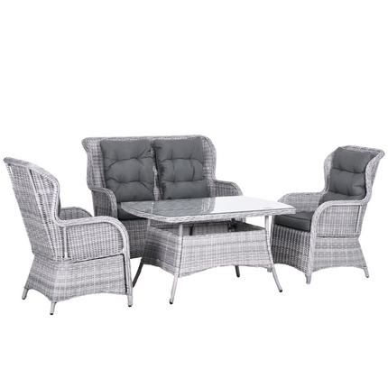 4 PCS Patio PE Rattan Sofa Set All Hnad Wicker Woven Garden Outdoor Furniture