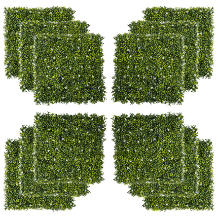 12PCS Artificial Boxwood Wall Panels 20" x 20" Grass Screen Milan Grass