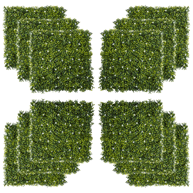 12PCS Artificial Boxwood Wall Panels 20" x 20" Grass Screen Milan Grass