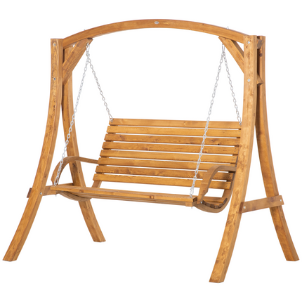 Outsunny 2 Seater Garden Swing Seat Swing Chair, Outdoor Wooden Swing Bench Seat