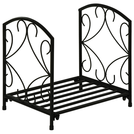 Firewood Log Rack Holder Wood Storage Rack with Side Scrolls Outdoor Indoor