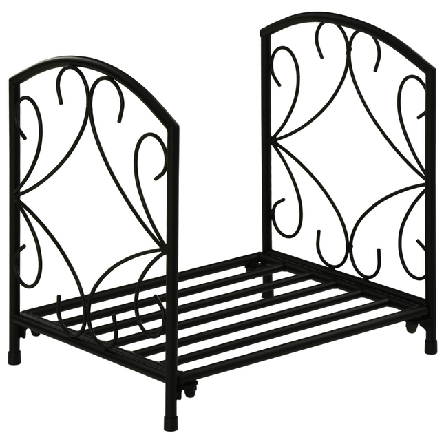 Firewood Log Rack Holder Wood Storage Rack with Side Scrolls Outdoor Indoor