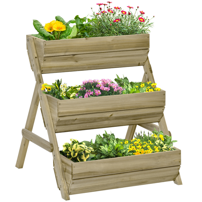 3 Tier Raised Garden Bed Kit for Flower, Vegetable, Herb, 120x68x80cm, Green