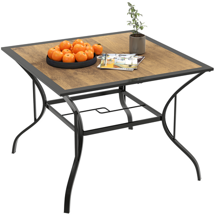 Outsunny Garden Table with Parasol Hole w/ PC Board Tabletop for 4 Persons