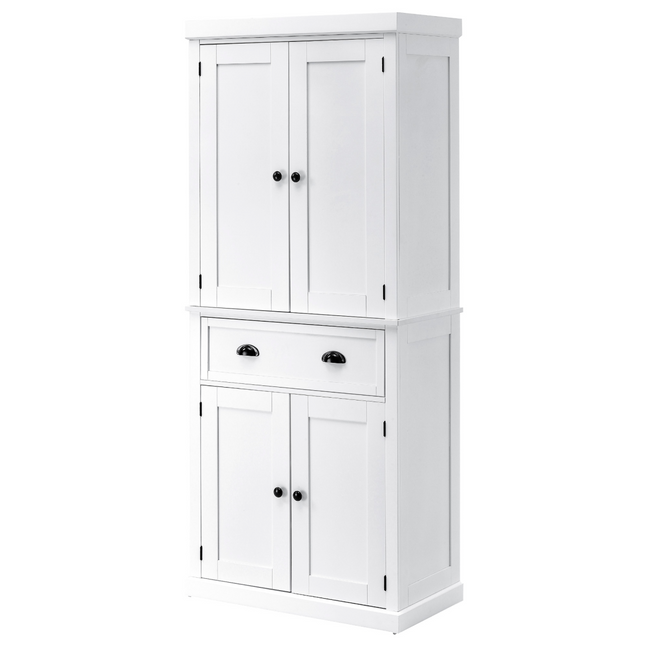 Colonial Style Kitchen Pantry Cabinet – MDF Freestanding Storage, White