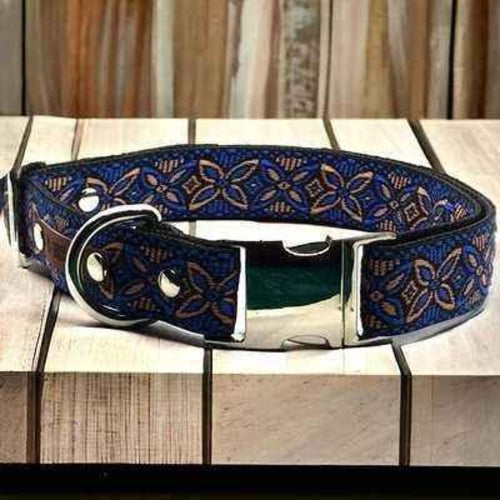 Majestic Cotton Dog Collar with Custom Engraving – Personalized Adjustable Pet Collar