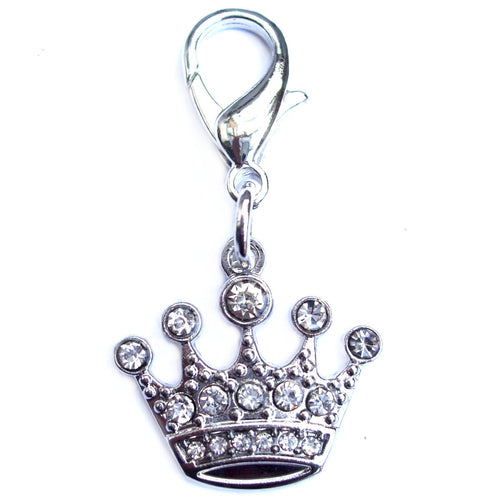 Crystal Crown Dog Charm – Silver Accessory for Collars