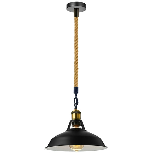 Slotted Metal Ceiling Pendant Light – Modern Hemp Hanging Retro Design