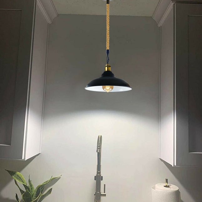 Black Barn Pendant Light with Gold Holder – Retro Style