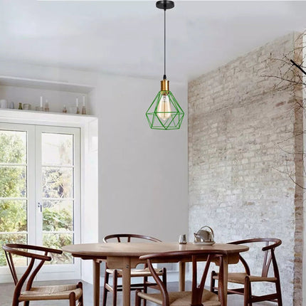 Modern Pendant Light – Diamond Cage Design – Geometric Wire Fitting