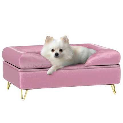 PawHut Dog Sofa Couch – Removable Backrest & Washable Cushion – Pink