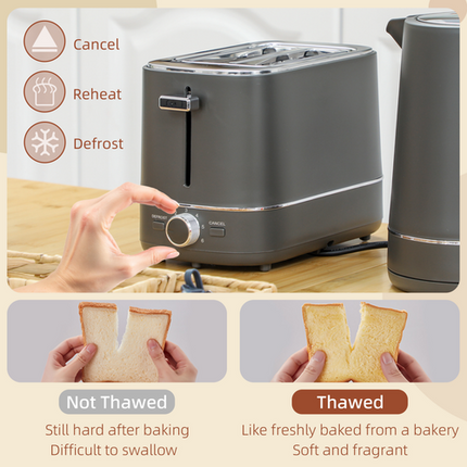 HOMCOM 3000W Electric Kettle & 2-Slice Toaster Set – Fast Boil – Grey