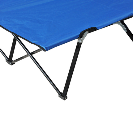 Outsunny Double Folding Camping Cot – Portable Sunbed with Carry Bag – Blue