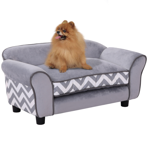 Dog & Cat Sofa Couch Bed – XS Size with Removable Sponge Cushion – Grey