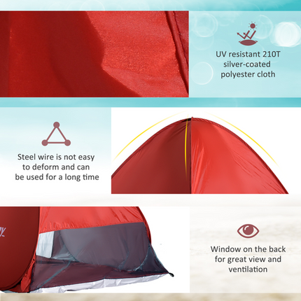 Outsunny Beach Tent – Instant Pop-Up Sun Shade Shelter – Red