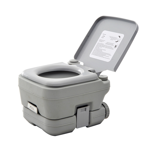 HOMCOM 10L Portable Travel Toilet for Camping – 2 Detachable Tanks – Grey
