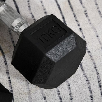HOMCOM Hex Dumbbell Set 2x10kg – Home Gym Strength Training Weights