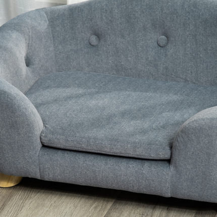 PawHut Short Plush Pet Sofa – Small Dog Couch – 70 × 47 × 30 cm – Grey