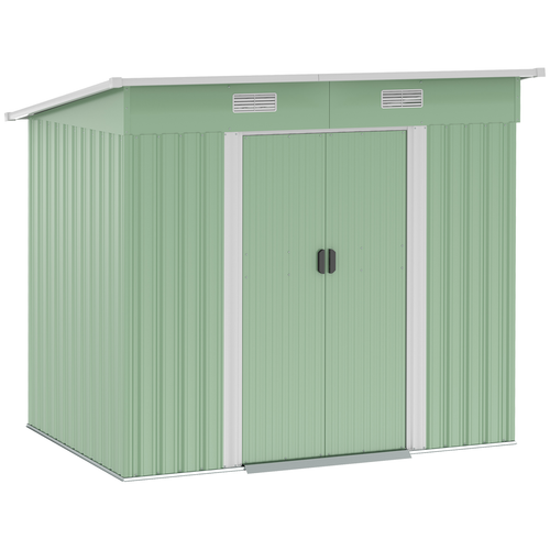 Green Metal Garden Shed 6.8 x 4.3ft – Outdoor Tool Storage House for Backyard